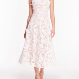 Lace Guipure Sleeveless A-line Midi Cocktail Dress