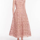 Strapless Corded Midi Dress