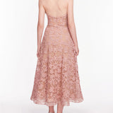 Strapless Corded Midi Dress