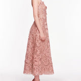 Strapless Corded Midi Dress