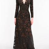 Nocturnes Long Sleeve Lace Gown