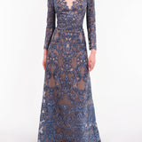 Nocturnes Long Sleeve Lace Gown