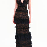 Chantilly Lace Tiered Gown