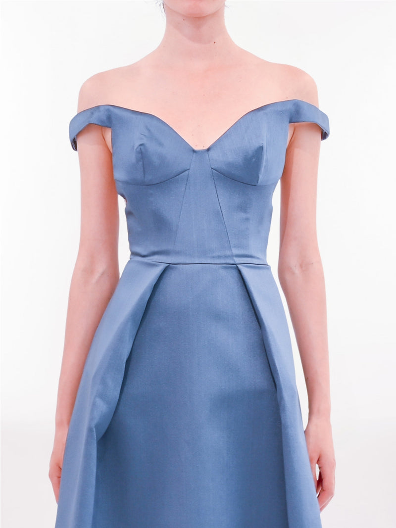 Pleated Mikado Midi Dress