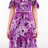 Printed Georgette Off-Shoulder Gown