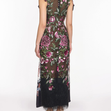 Embroidered Fringe Midi Dress