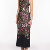 Embroidered Fringe Midi Dress