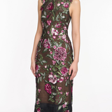 Embroidered Fringe Midi Dress