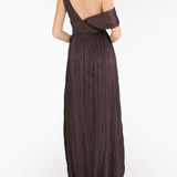 One-Shoulder Pleated Satin Gown
