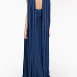 Criss-Cross Satin Streamer Gown