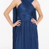 Criss-Cross Satin Streamer Gown