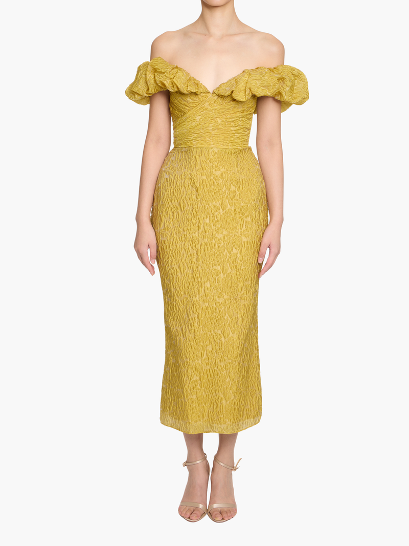 Off-the-Shoulder Cloqué Cocktail Dress