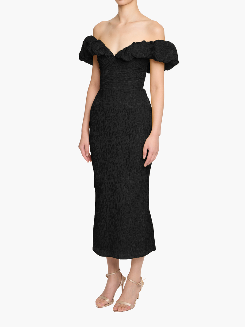 Off-the-Shoulder Cloqué Cocktail Dress