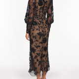 Long Sleeve Corset Embellished Cocktail Maxi Dress