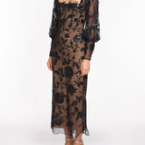 Long Sleeve Corset Embellished Cocktail Maxi Dress