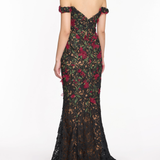 Guipure Lace Off Shoulder Gown