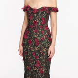 Guipure Lace Off Shoulder Gown