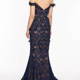 Guipure Lace Off Shoulder Gown