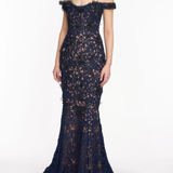 Guipure Lace Off Shoulder Gown