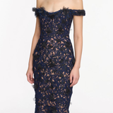 Guipure Lace Off Shoulder Gown