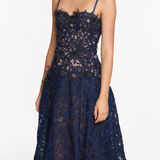 Lace Guipure A-line Midi Dress
