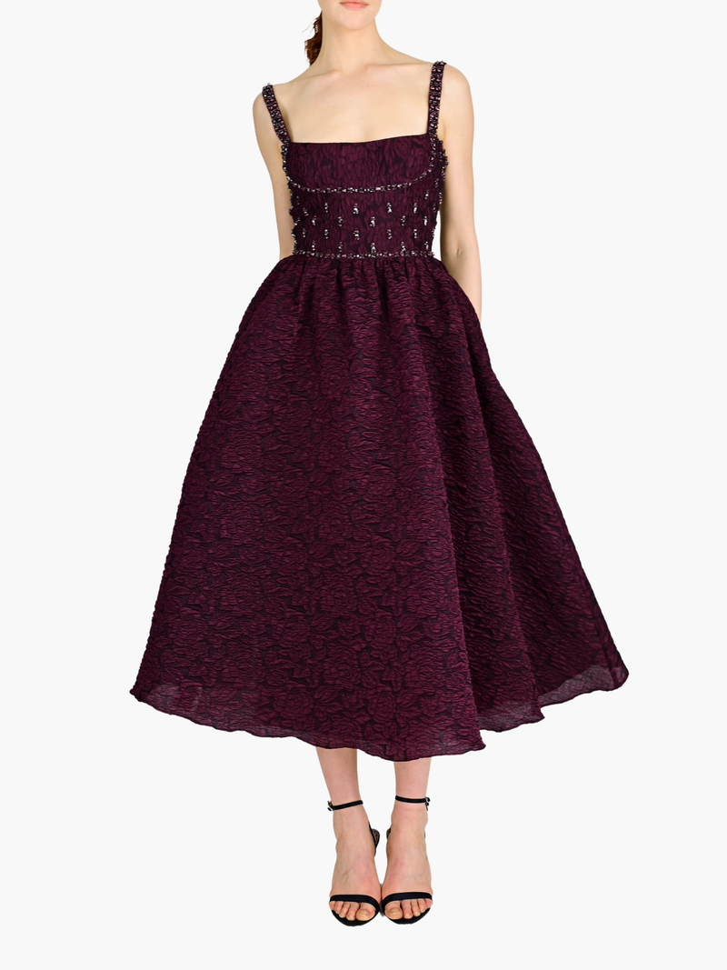 Sleeveless Cloque Midi Gown