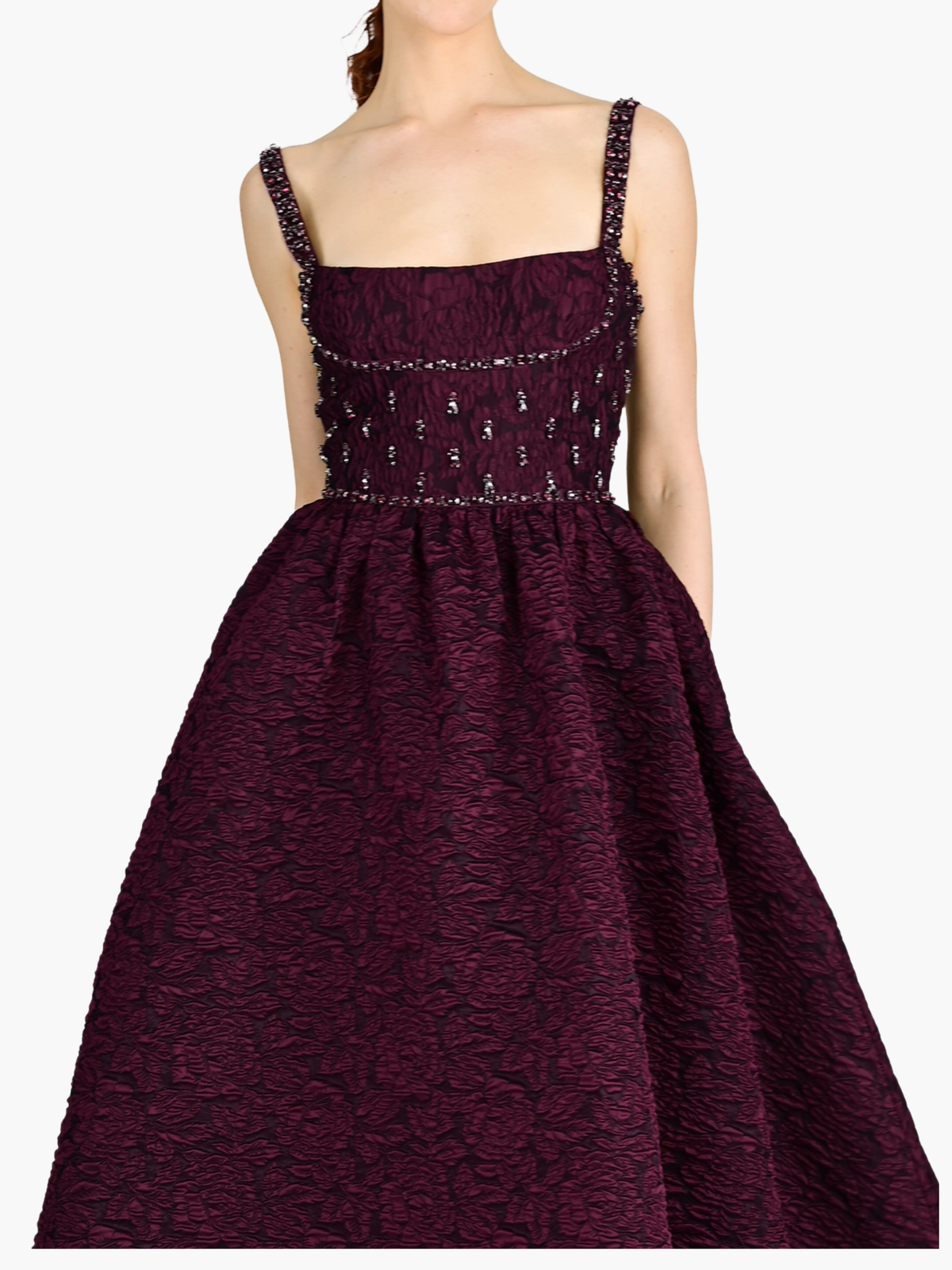 Sleeveless Cloque Midi Gown