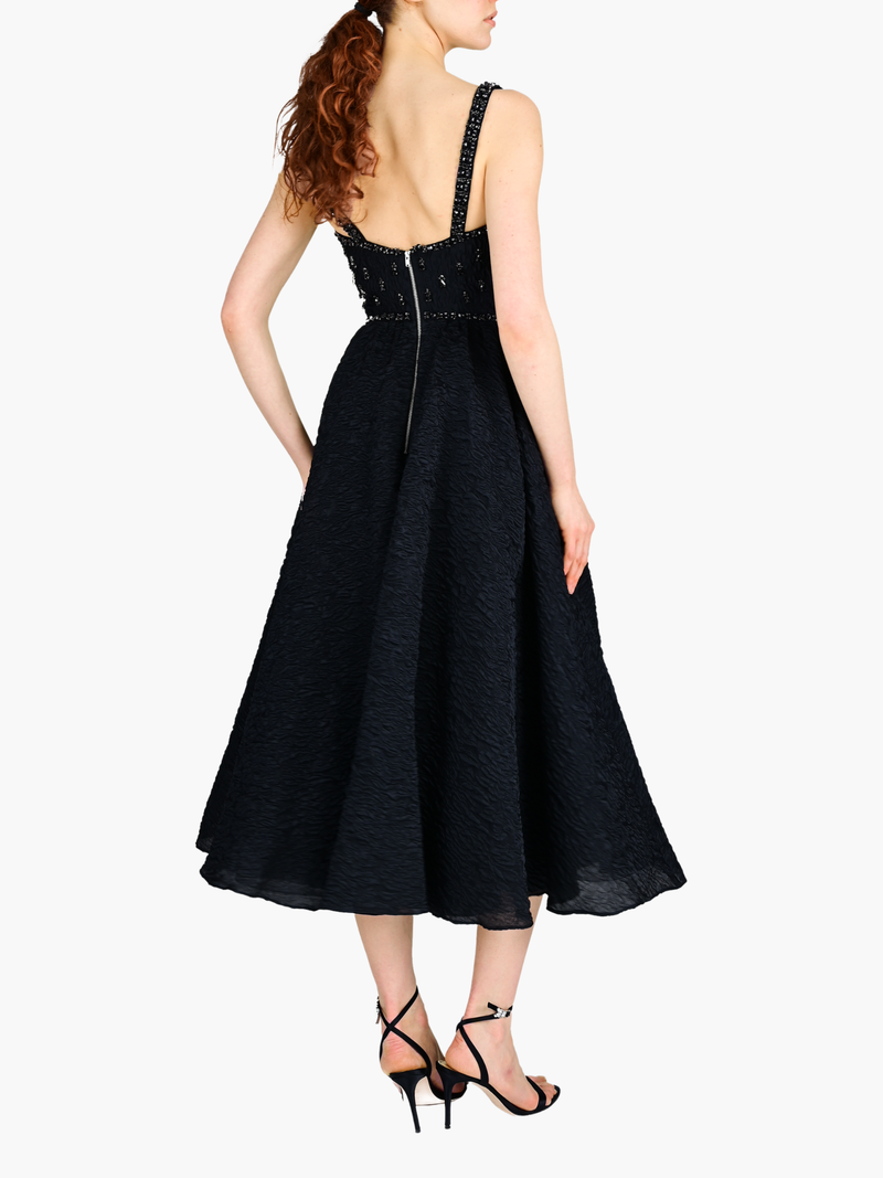 Sleeveless Cloque Midi Gown