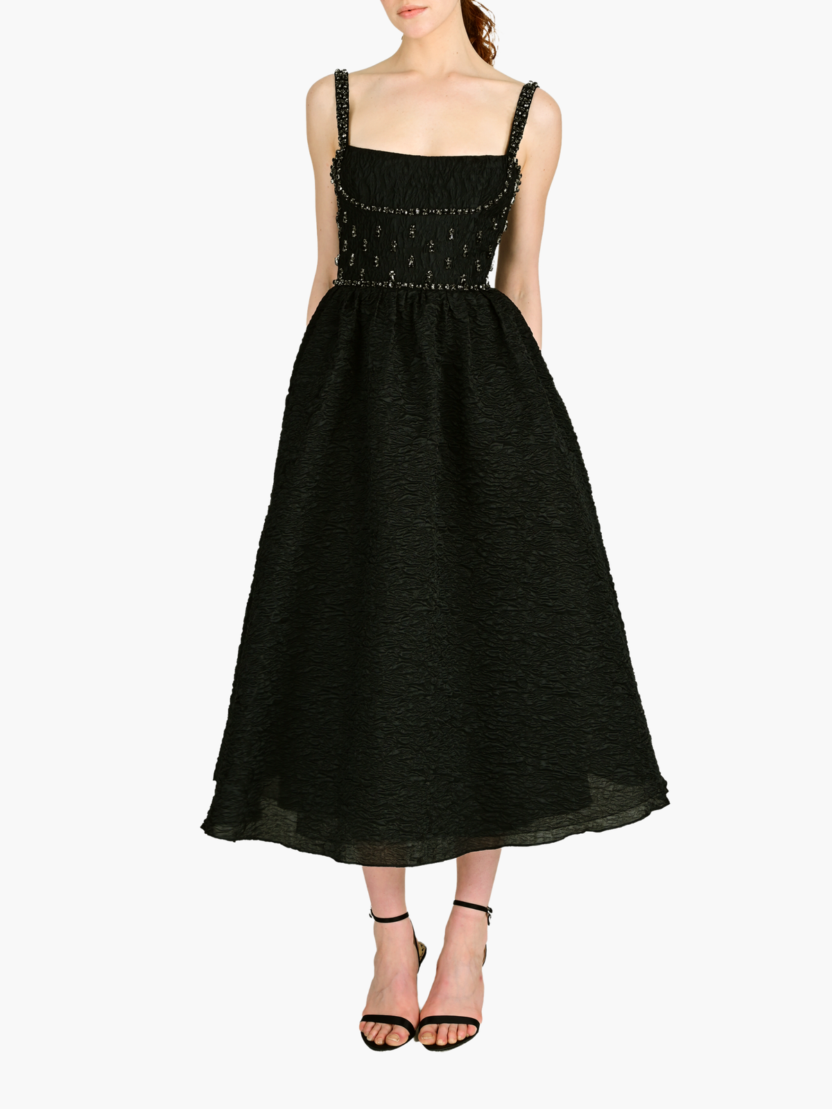 Sleeveless Cloque Midi Gown