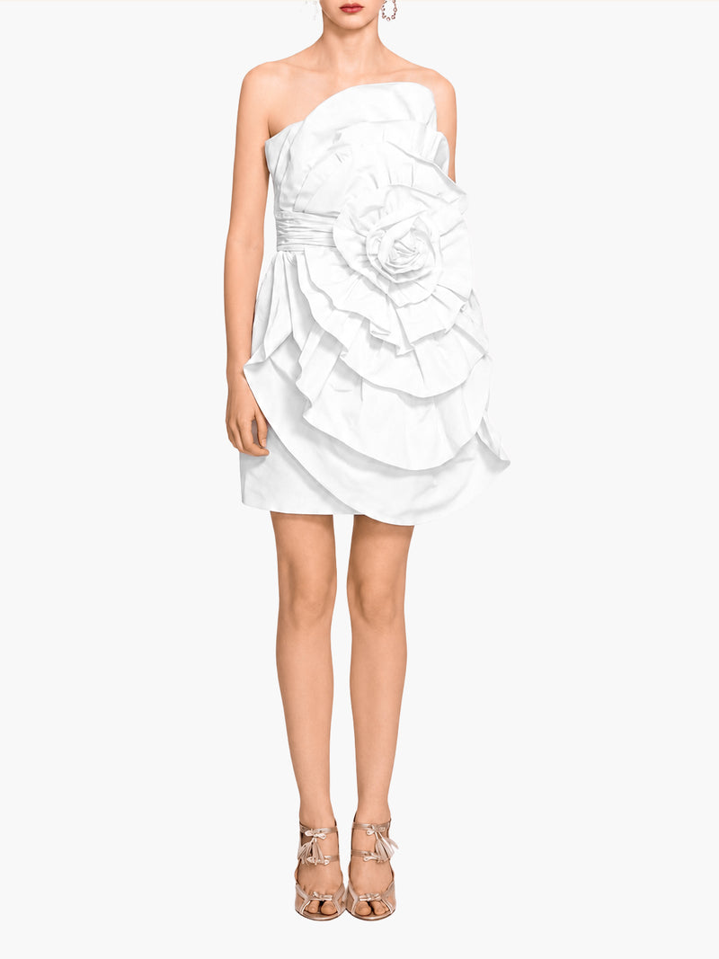 Rosette Taffeta Mini Dress