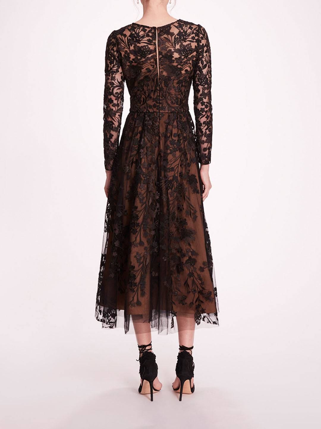 Long Sleeve Tulle Midi Dress | Marchesa