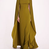 Embellished Cape Gown