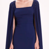 Embellished Cape Gown