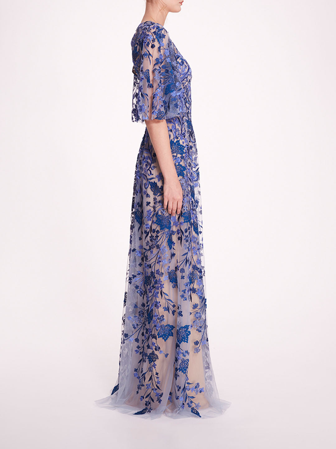 V-Neckline Tulle Gown | Marchesa