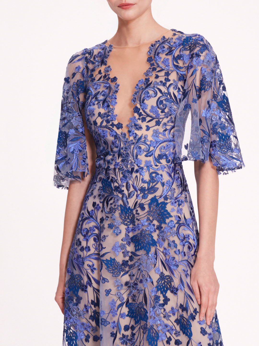 V-Neckline Tulle Gown | Marchesa