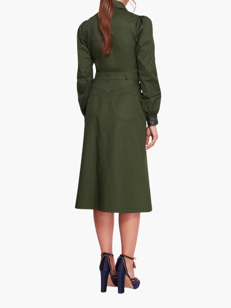 Filagree Cotton Twill Shirt Dress