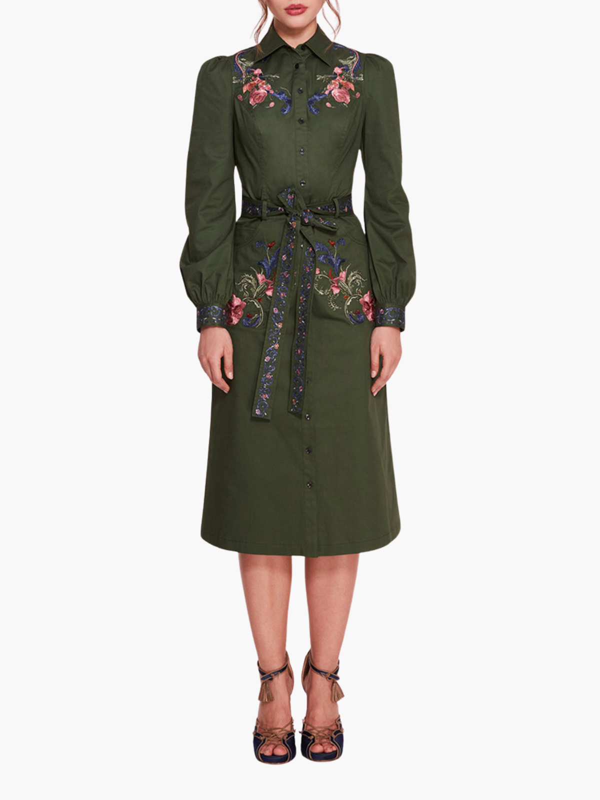 Filagree Cotton Twill Shirt Dress