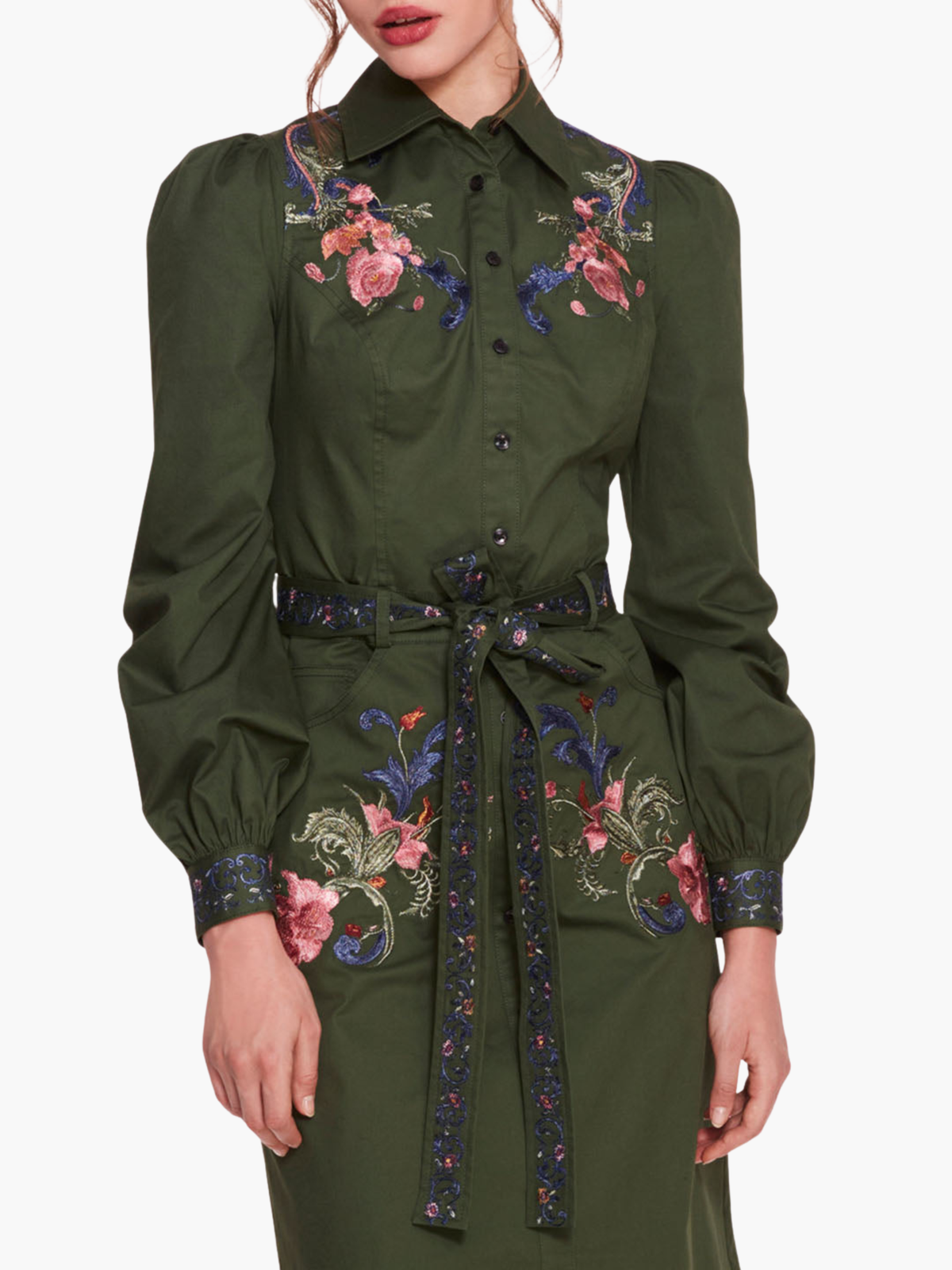 Filagree Cotton Twill Shirt Dress