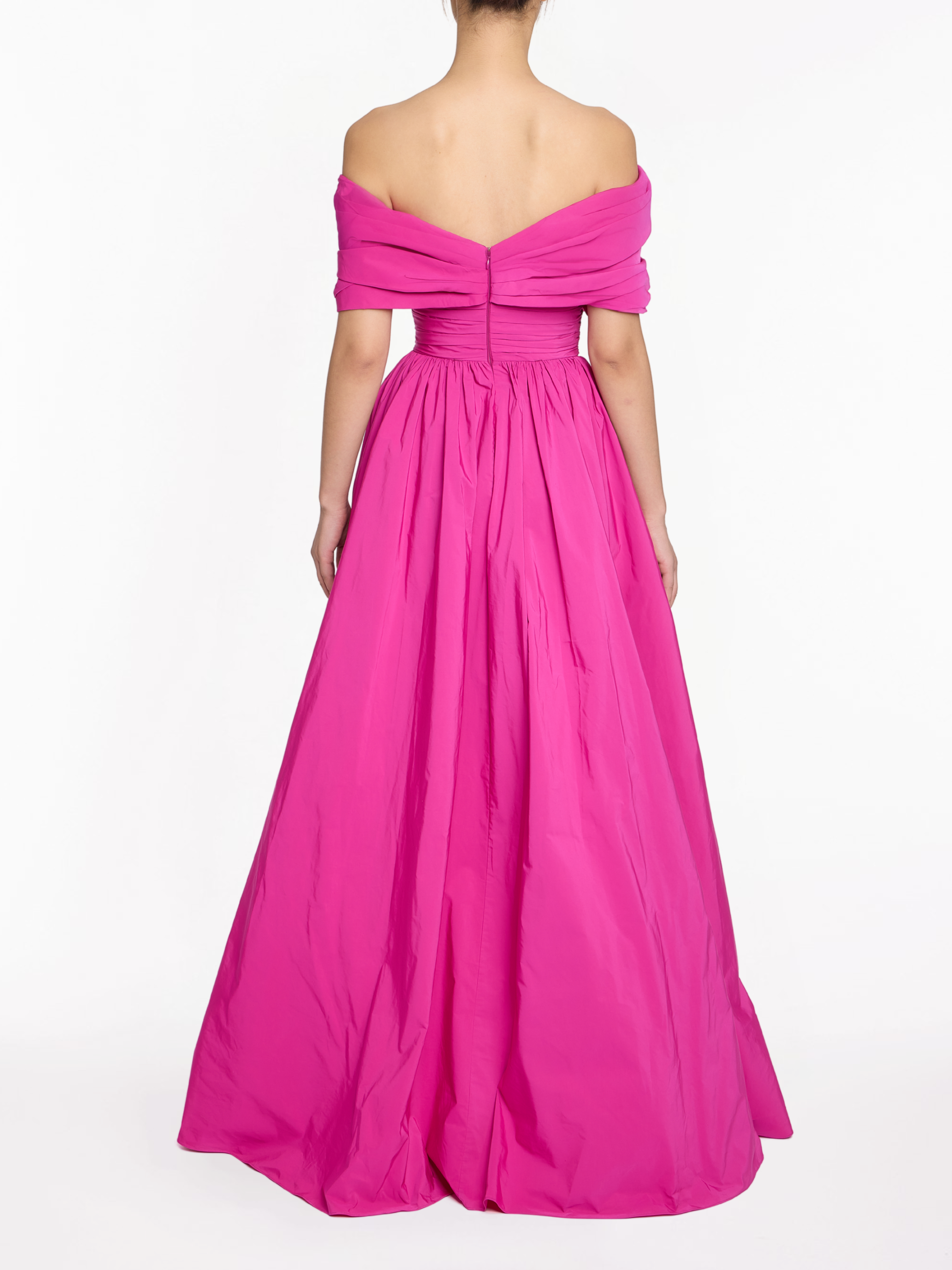Off Shoulder Draped Sleeve Ball Gown With Slit | Marchesa Off Shoulder Draped Sleeve Ball Gown With Slit | Marchesa