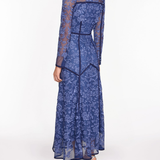 Corded Lace Deep V Button Maxi Dress