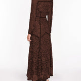Corded Lace Deep V  Button Maxi Dress