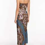 Strapless Printed Midi Dress