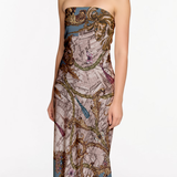 Strapless Printed Midi Dress