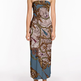 Strapless Printed Midi Dress