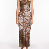 Strapless Printed Midi Dress