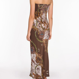 Strapless Printed Midi Dress