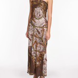 Strapless Printed Midi Dress