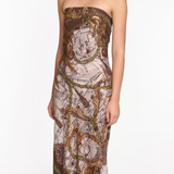 Strapless Printed Midi Dress