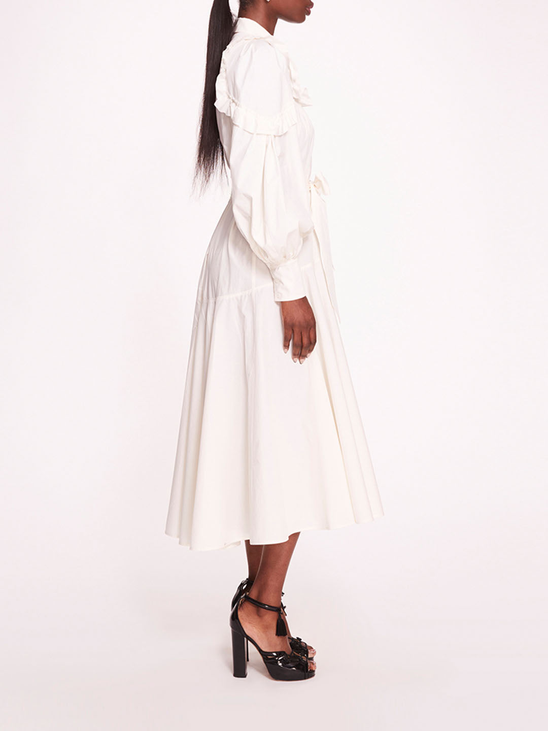 Rosette Ruffle Midi Dress