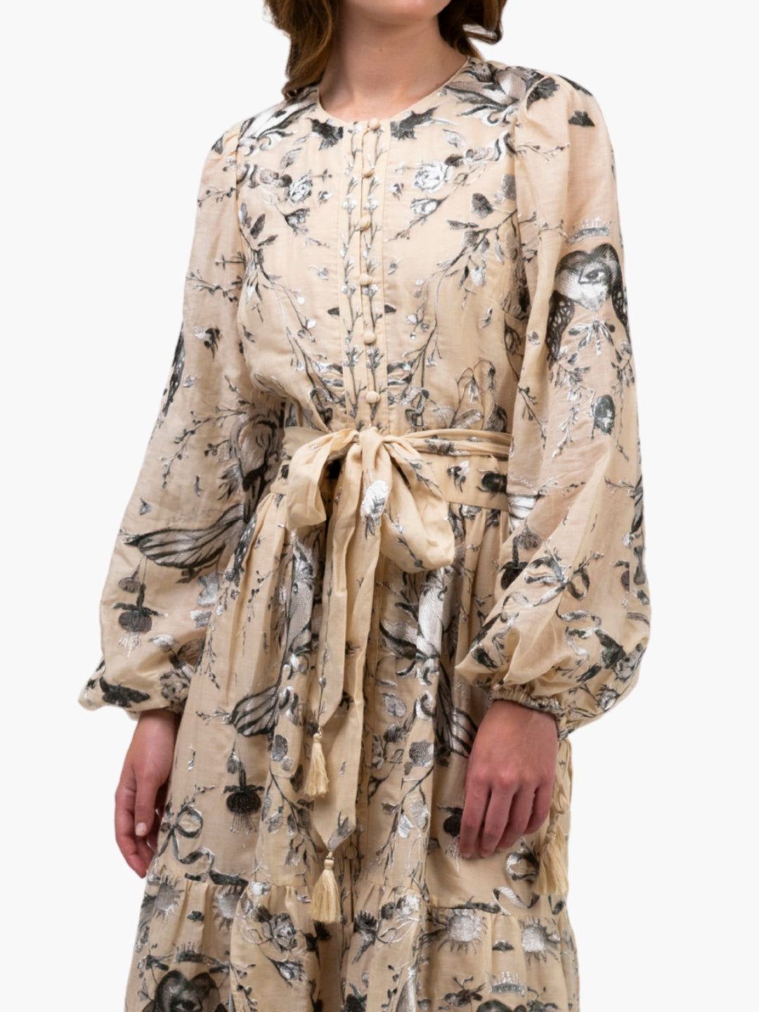 marchesa silk maxi dress Threadwork Voile Maxi Dress